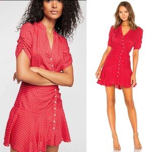FREE PEOPLE PIPPA POLKA DOT PRINT MINI DRESS RED L